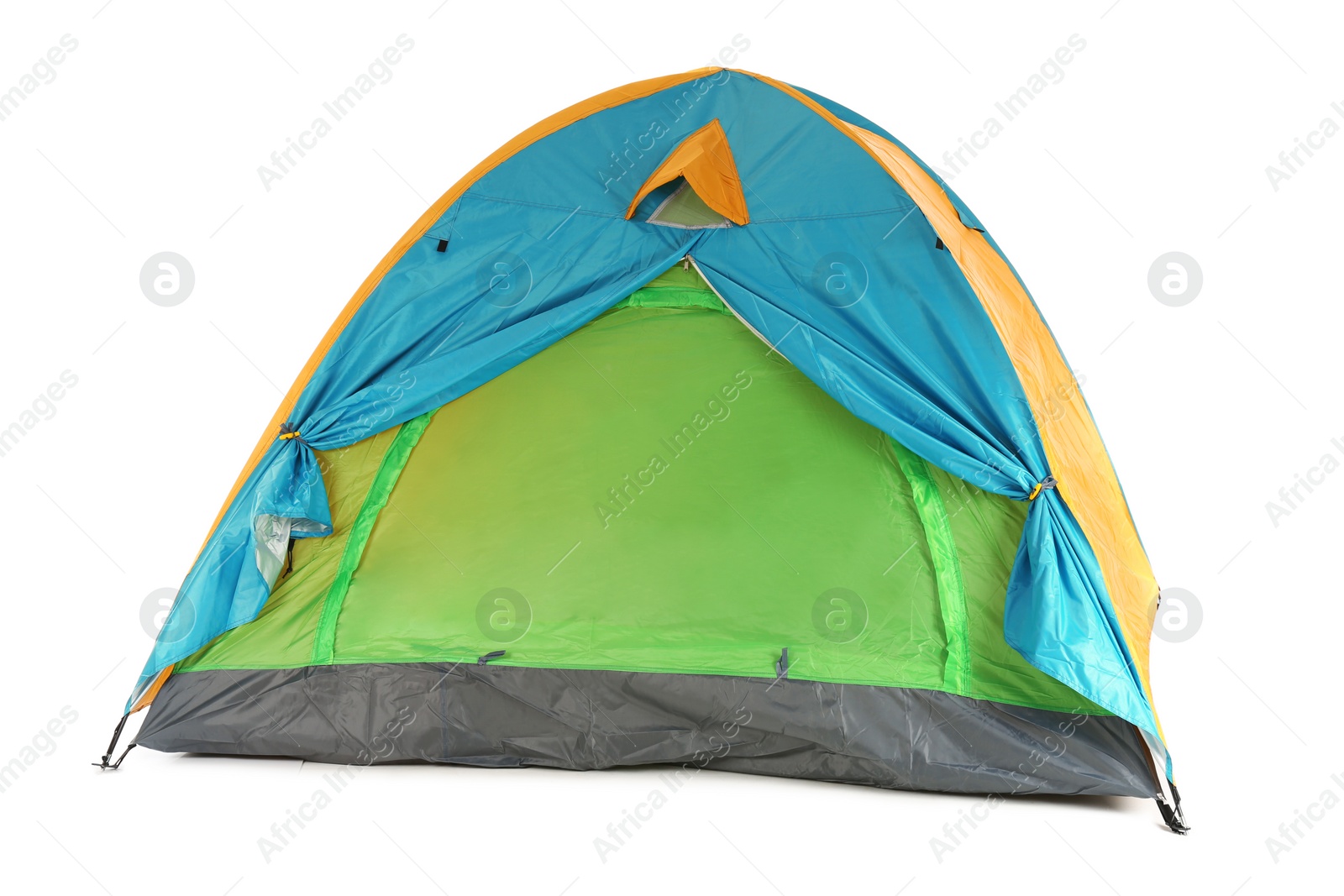 Photo of Colorful camping tent on white background