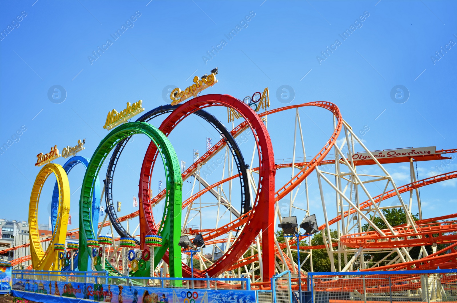 Photo of VIENNA, AUSTRIA - JUNE 18, 2018: Olympia Looping roller coaster in amusement park on sunny day