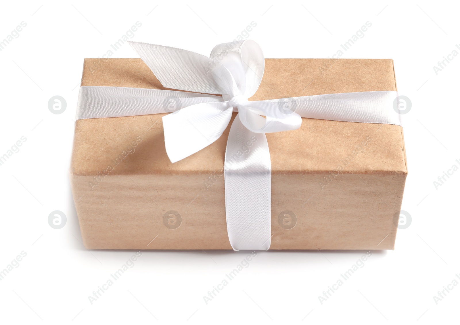 Photo of Beautifully wrapped gift box on white background