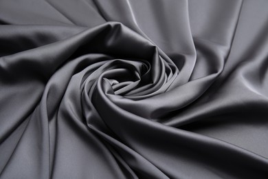 Texture of delicate black silk as background, closeup