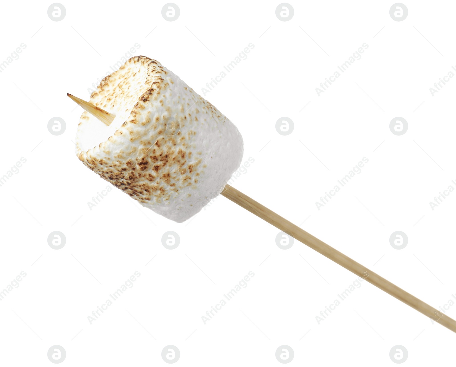 Photo of Stick with roasted marshmallow isolated on white