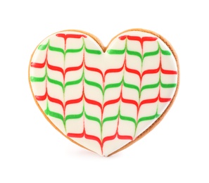 Heart shaped Christmas cookie isolated on white