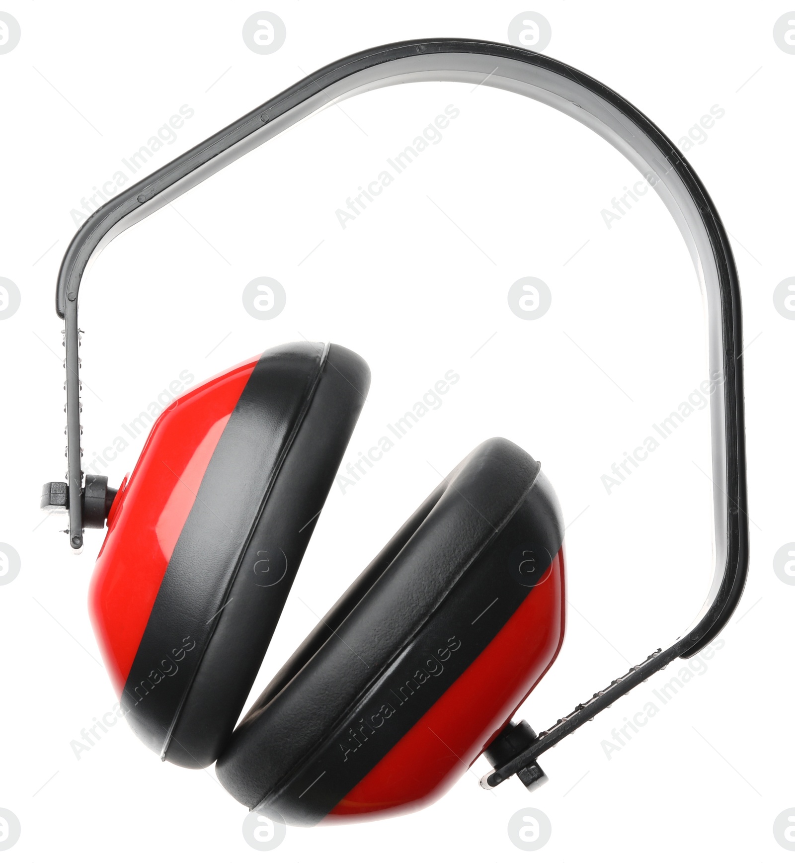 Photo of Protective headphones on white background. Professional construction accessory