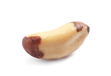 Delicious Brazil nut on white background. Healthy snack