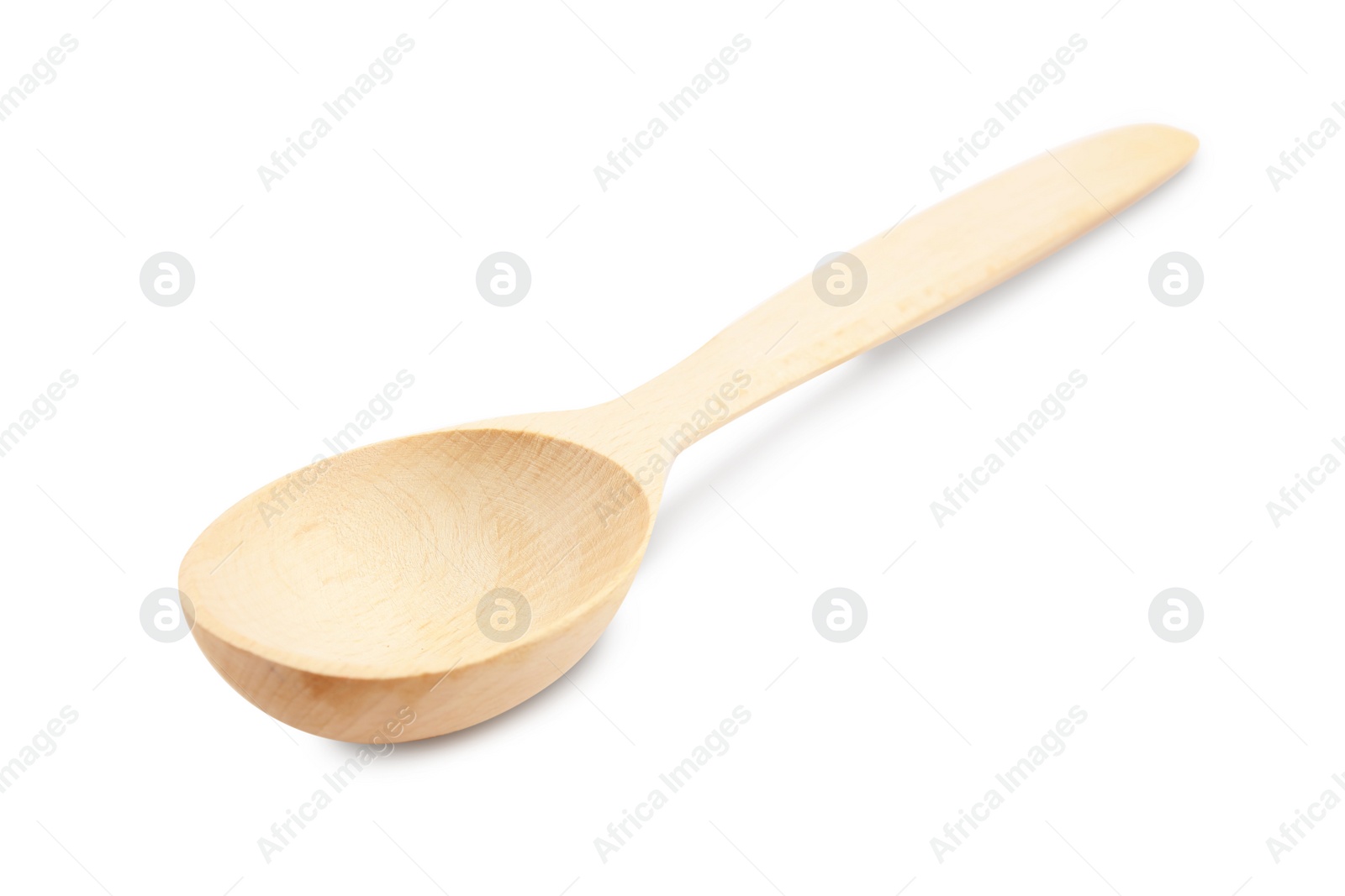 Photo of New handmade wooden spoon isolated on white