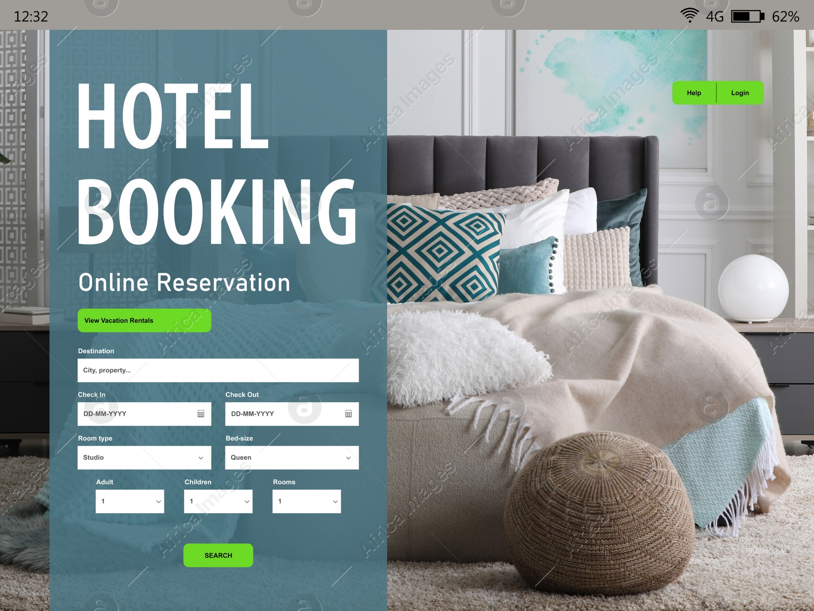 Image of Online hotel booking website interface with information