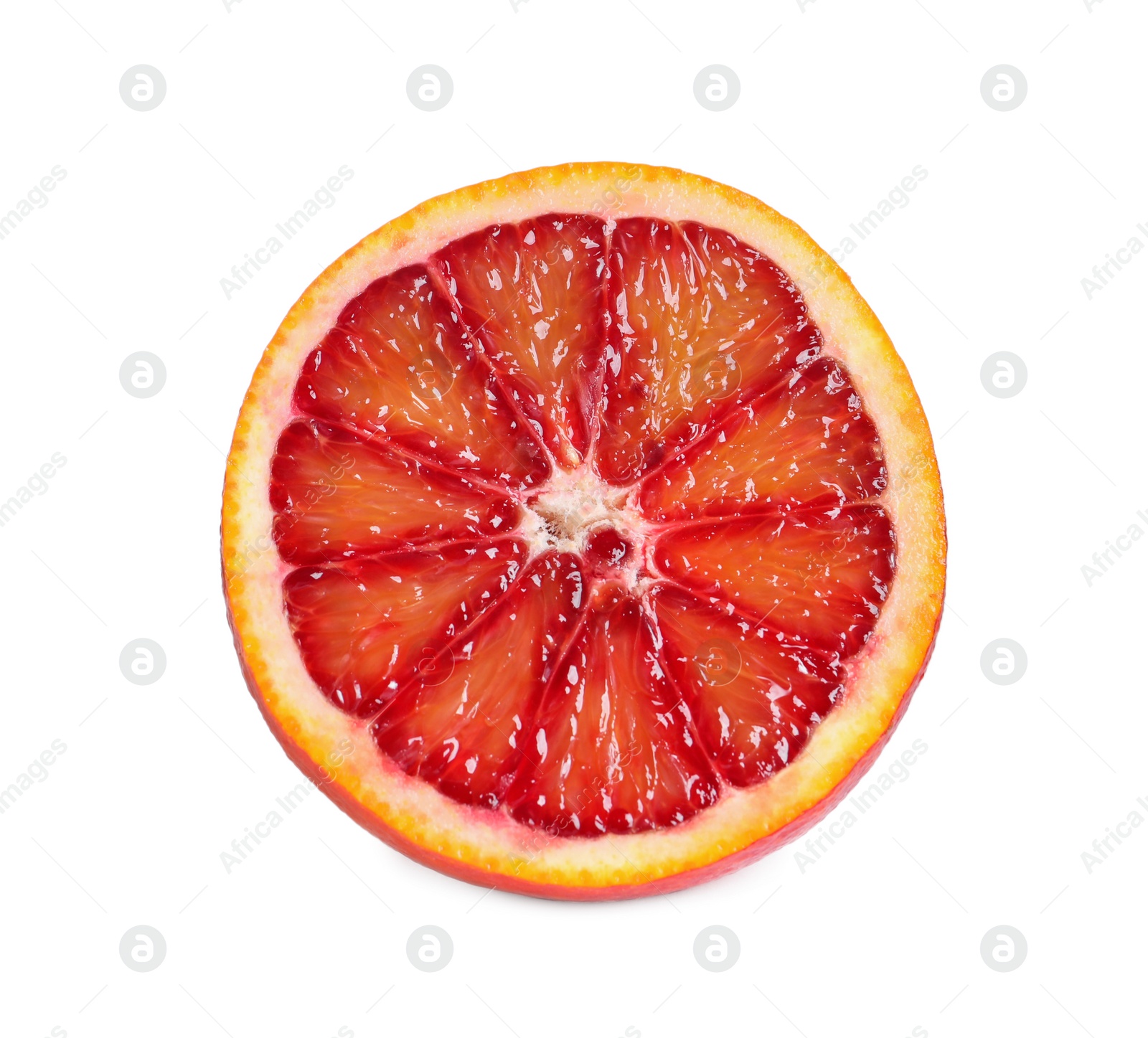 Photo of Cut ripe red orange isolated on white