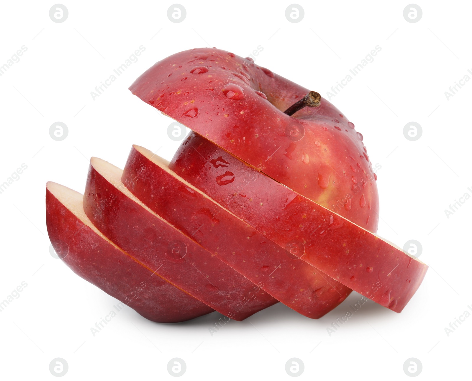 Photo of Sliced ripe red apple isolated on white