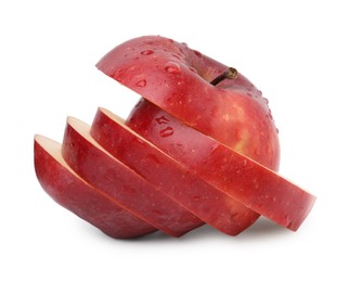 Sliced ripe red apple isolated on white