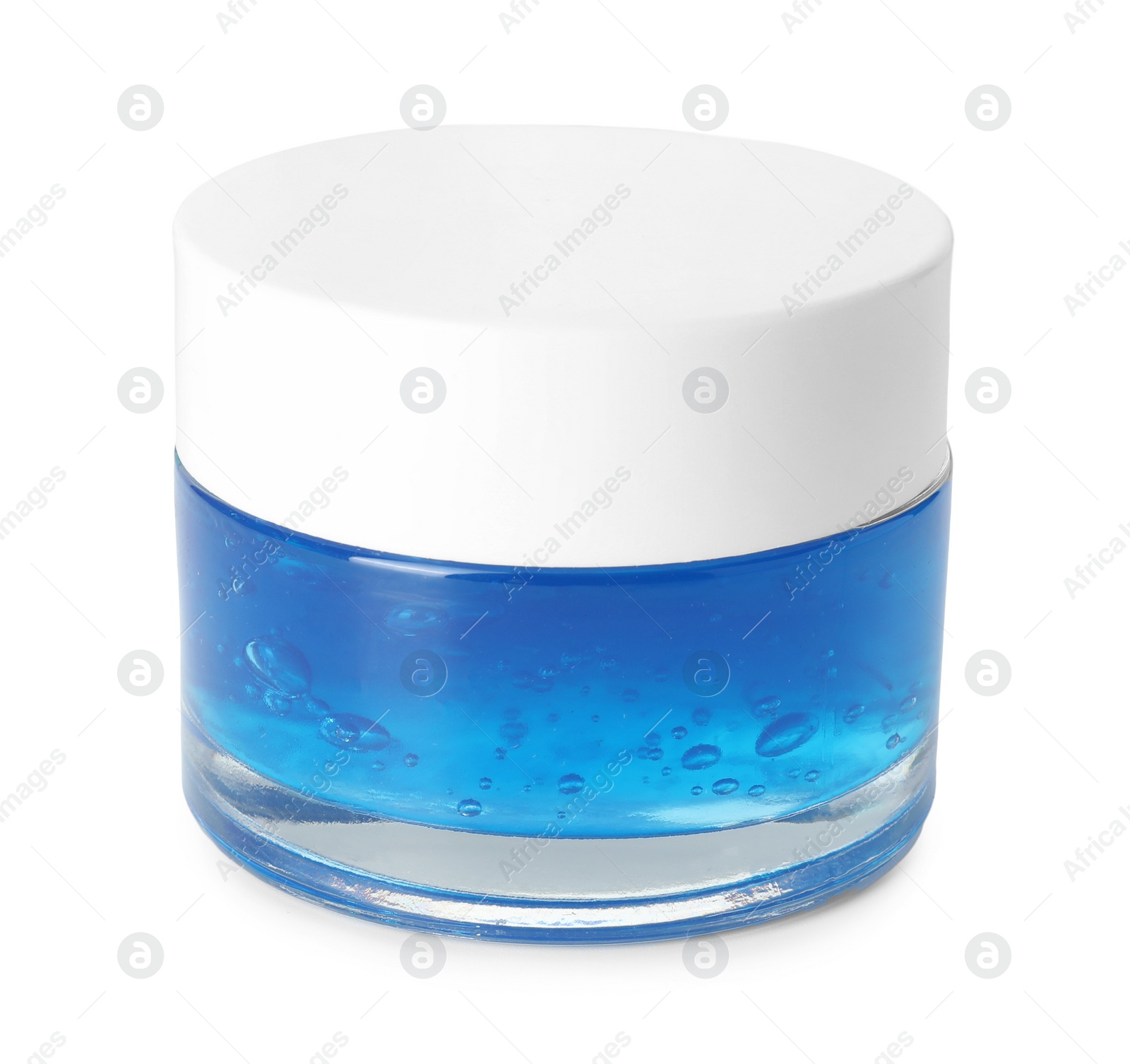 Photo of Jar wit cosmetic product isolated on white