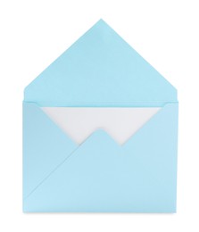 Letter envelope with card on white background