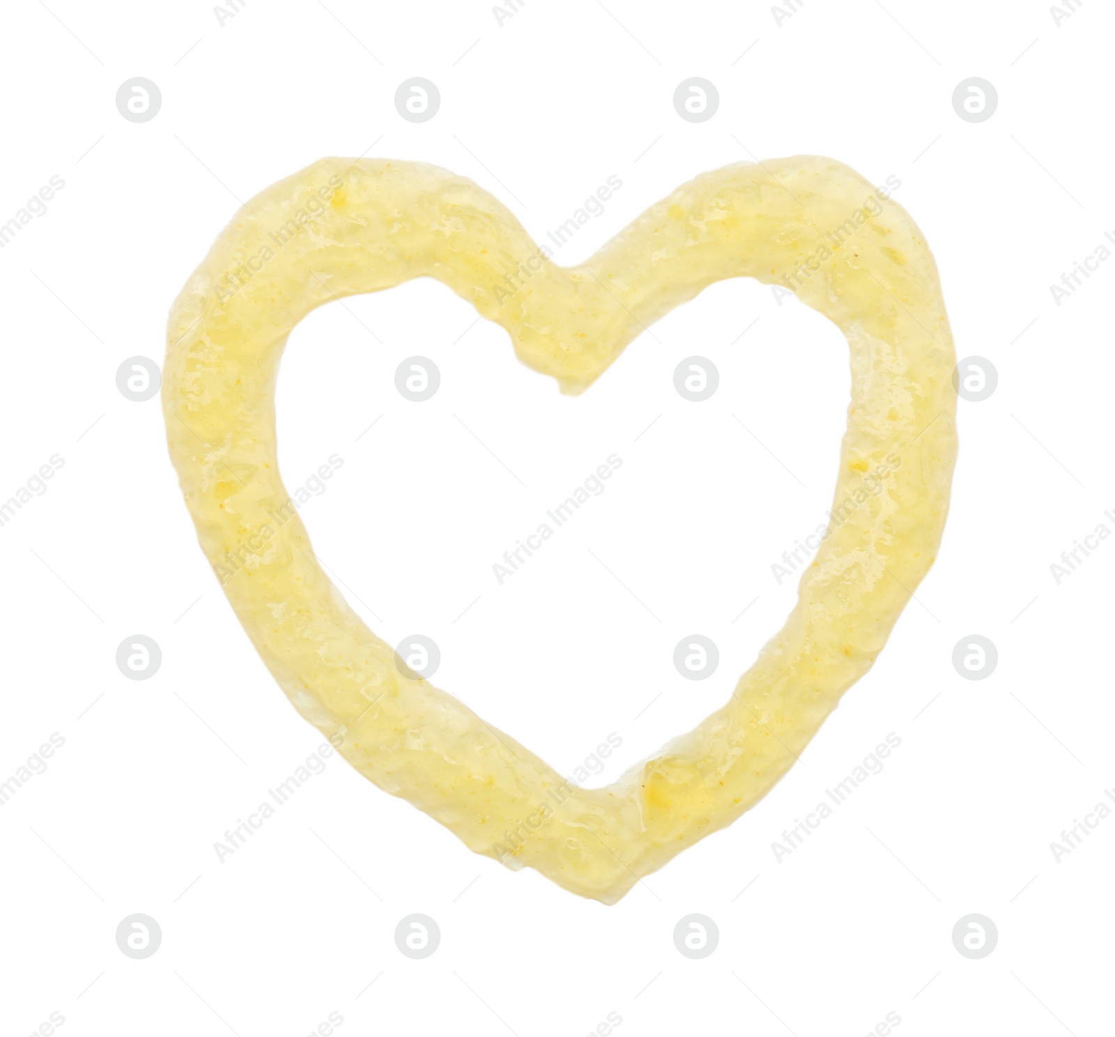 Photo of Heart made of tasty sweet jam isolated on white, top view