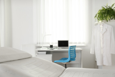 Empty couch in light modern medical office