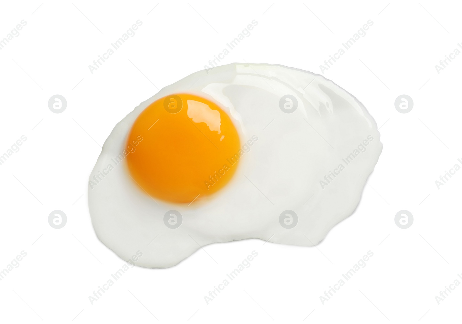 Photo of Tasty fried chicken egg isolated on white, top view