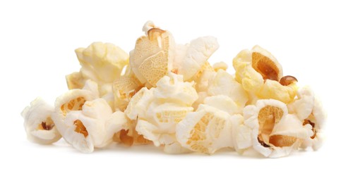 Fresh popcorn isolated on white. Tasty snack