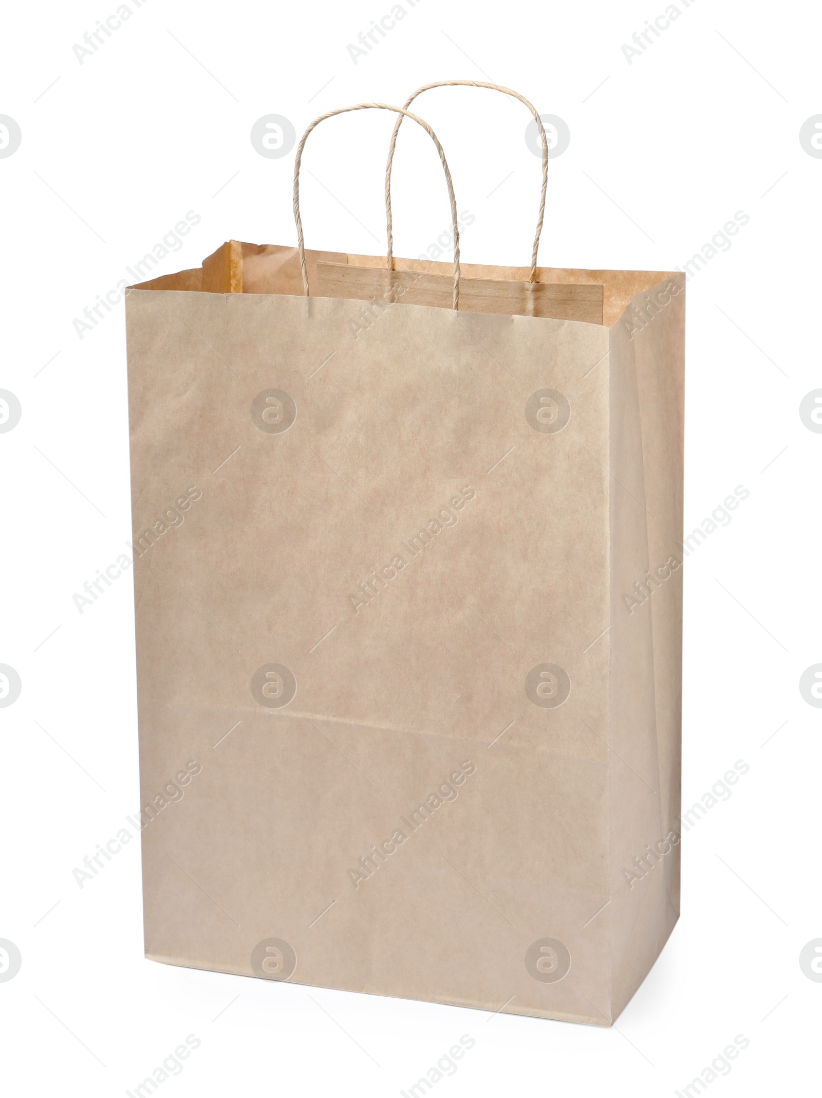 Photo of Kraft shopping paper bag isolated on white