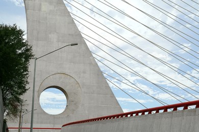 Photo of View of bridge against sky. Modern architecture
