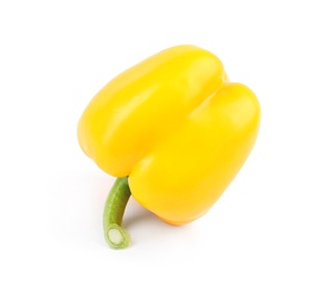 Photo of Ripe yellow bell pepper isolated on white