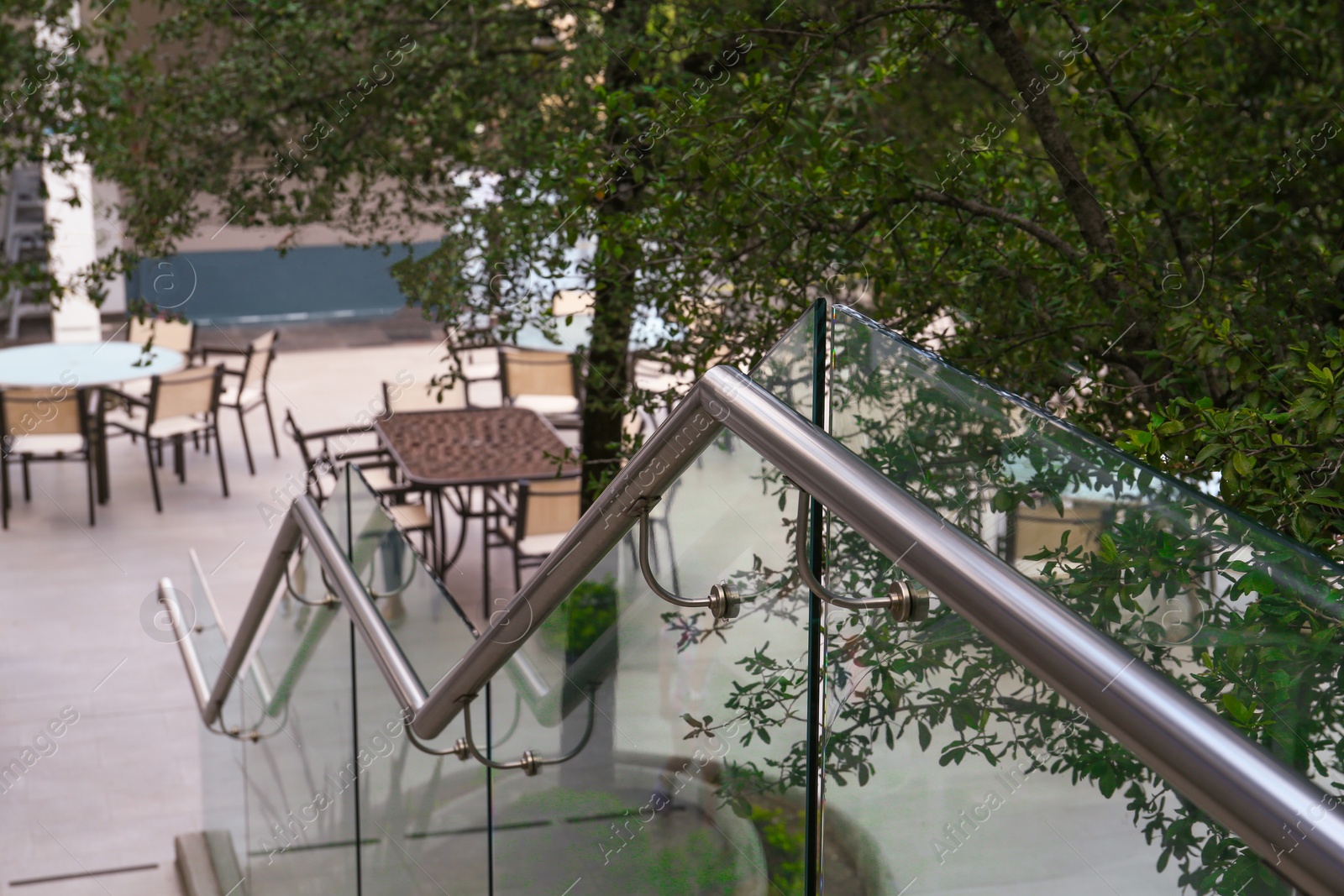 Photo of Outdoor staircase with metal handrails in park