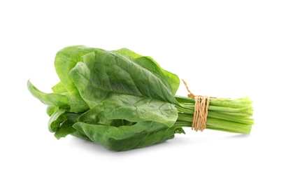 Photo of Bundle of fresh spinach isolated on white