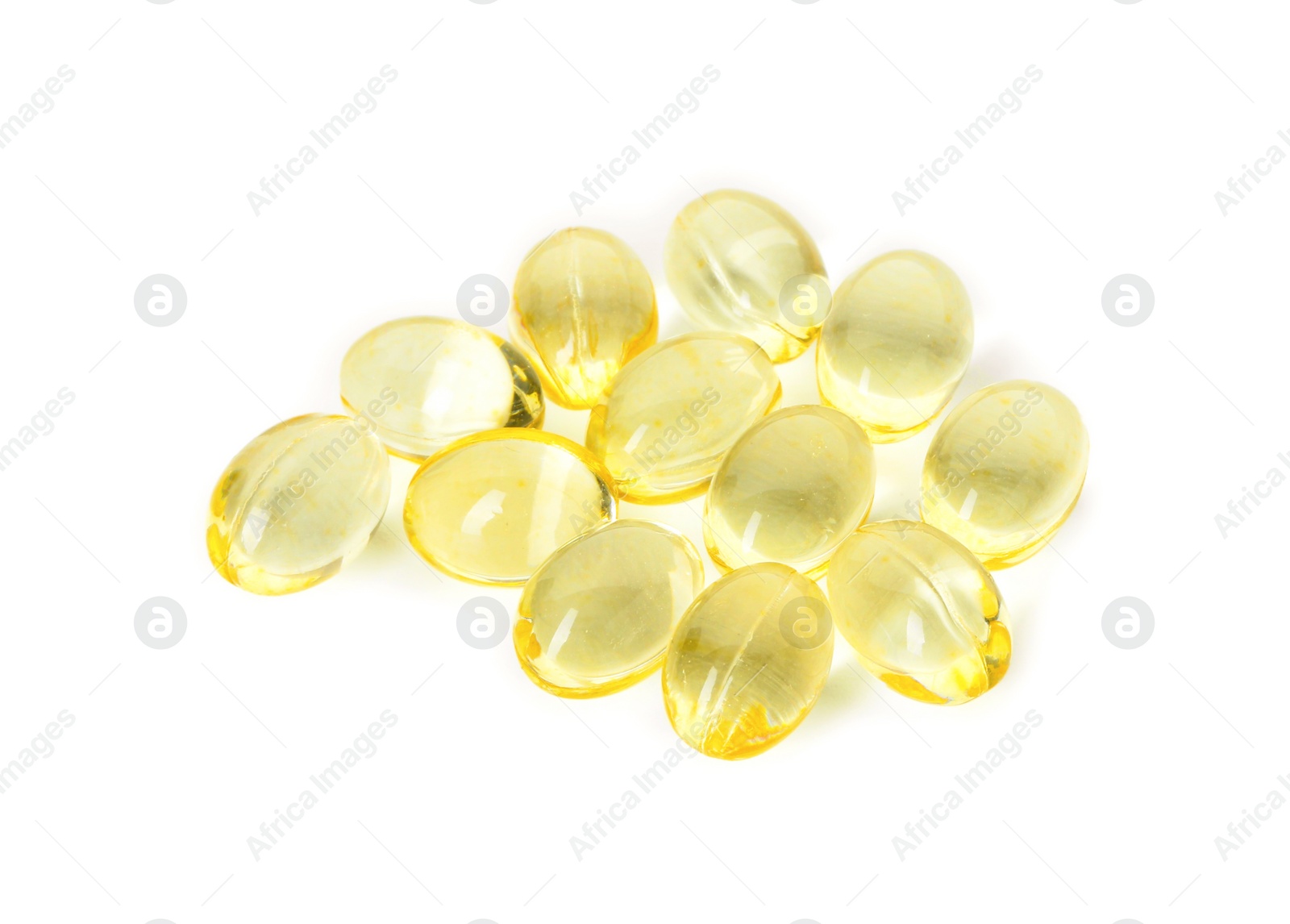 Photo of Vitamin capsules isolated on white. Health supplement