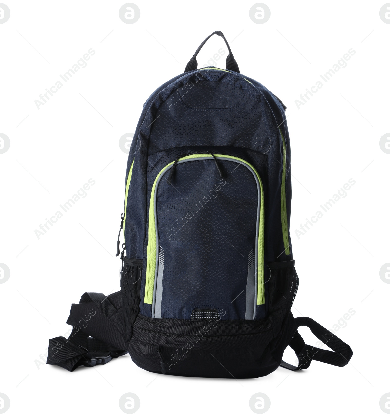 Photo of Stylish new black backpack isolated on white