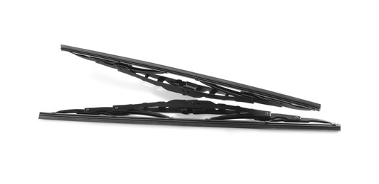 Photo of Pair of car windshield wipers on white background