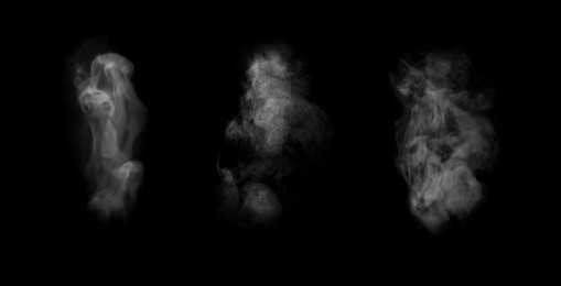 Image of Collection of white smoke on black background