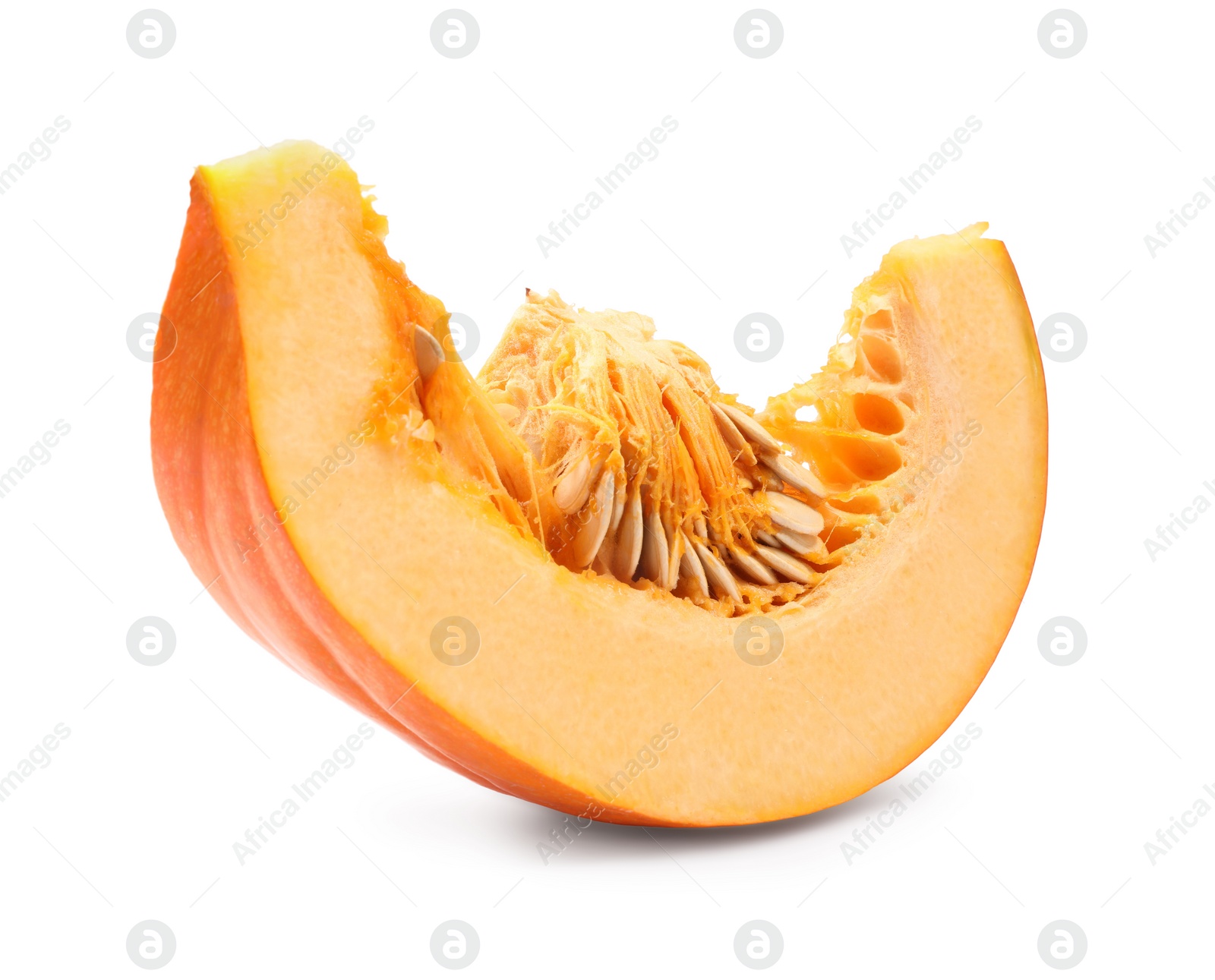 Photo of Slice of fresh ripe pumpkin isolated on white