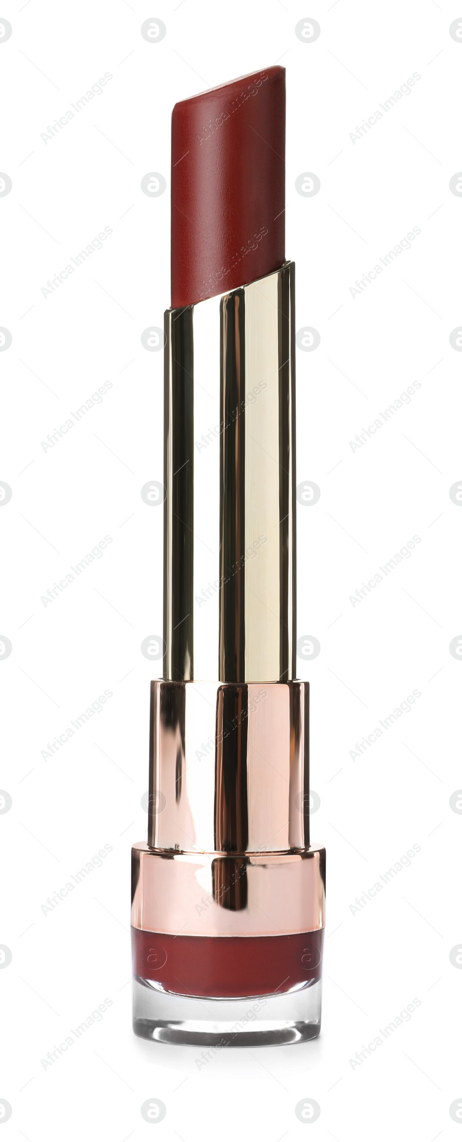 Photo of Beautiful lipstick isolated on white. Makeup product