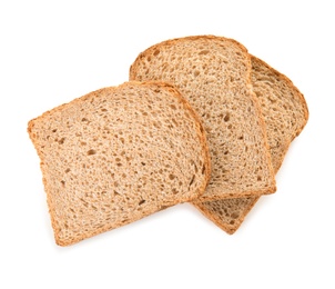 Photo of Fresh bread on white background, top view