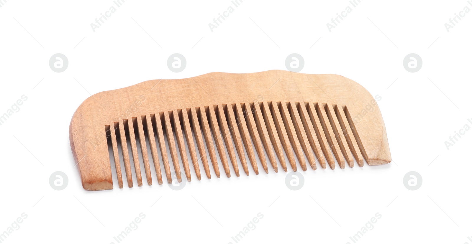 Photo of New wooden hair comb isolated on white