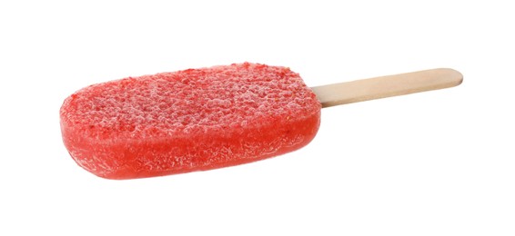 Photo of Delicious ice pop isolated on white. Fruit popsicle