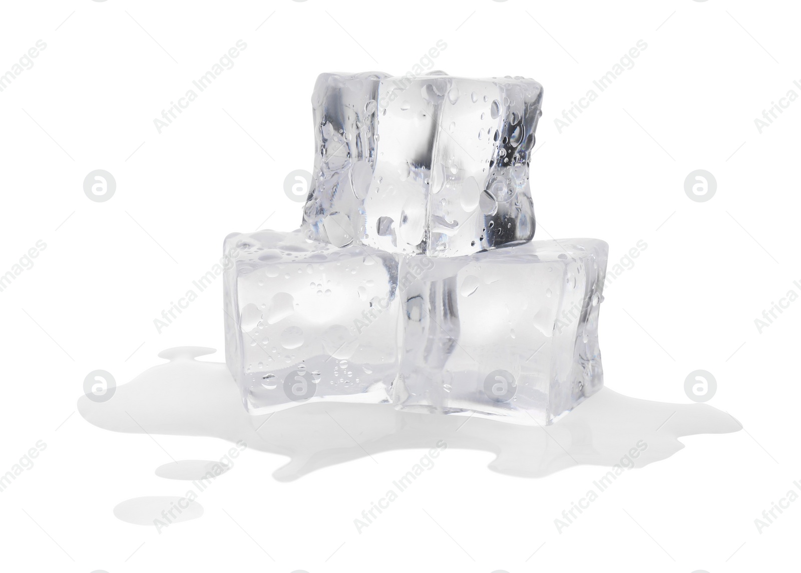 Photo of Melting crystal clear ice cubes isolated on white