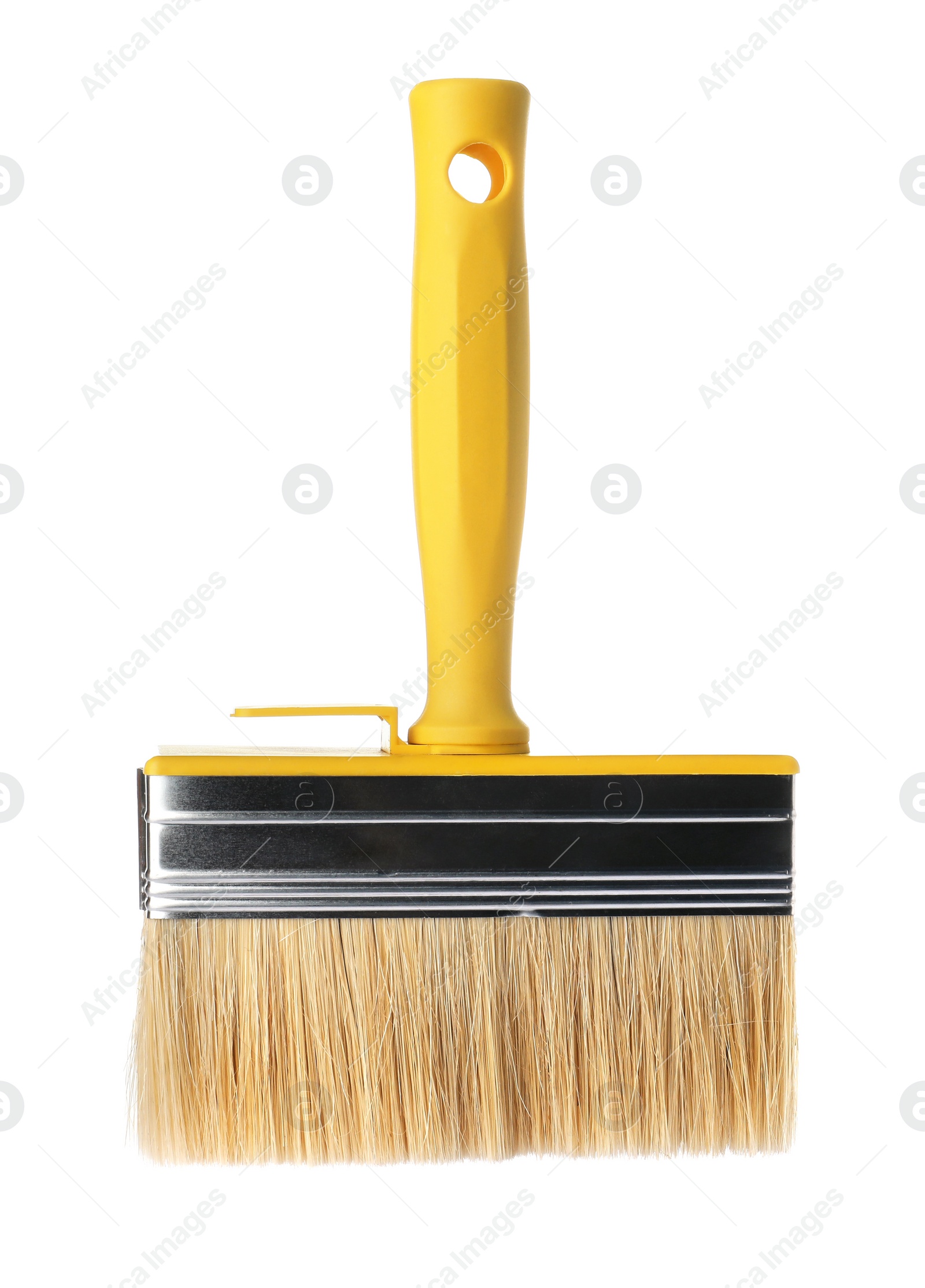 Photo of New paint brush on white background. Decorating tool