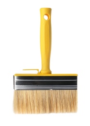 Photo of New paint brush on white background. Decorating tool