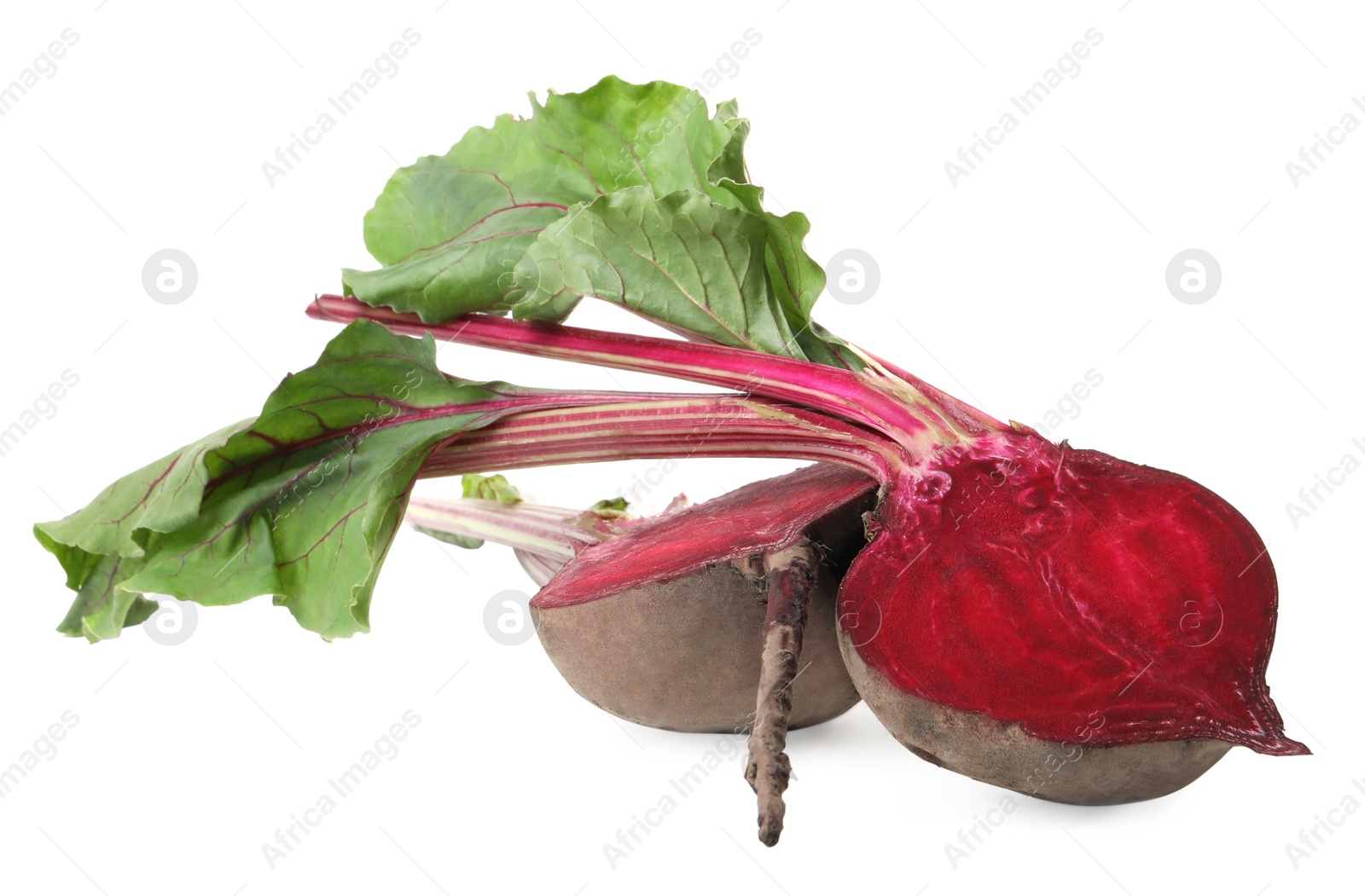 Photo of Halves of raw ripe beet isolated on white