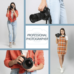 Image of Collage of people with cameras and text Professional Photographer