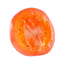 Photo of Slice of fresh tomato isolated on white