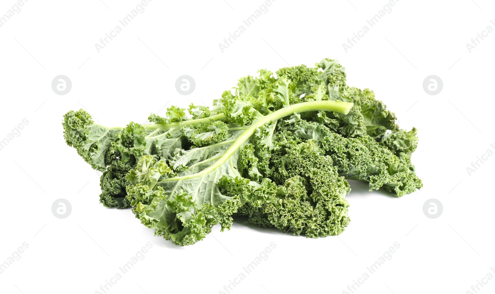 Photo of Fresh green kale leaves isolated on white