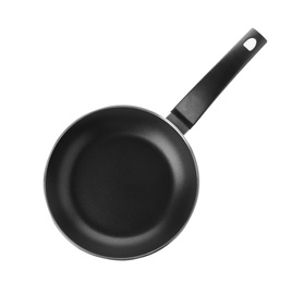 Photo of Modern clean frying pan isolated on white, top view