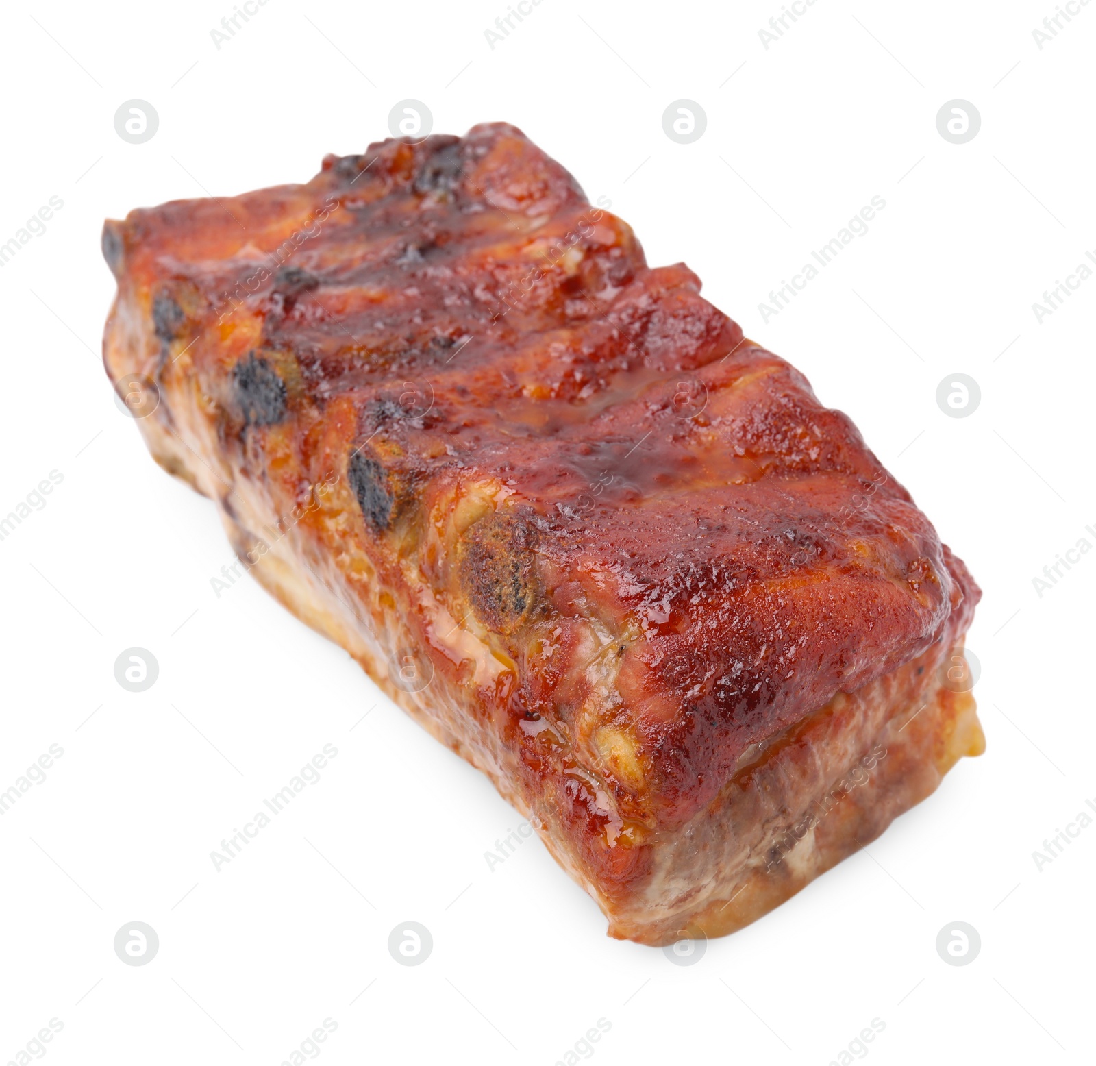 Photo of Tasty roasted pork ribs isolated on white