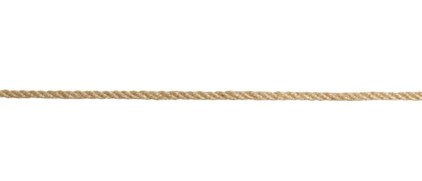 Photo of Old rope on white background. Simple design