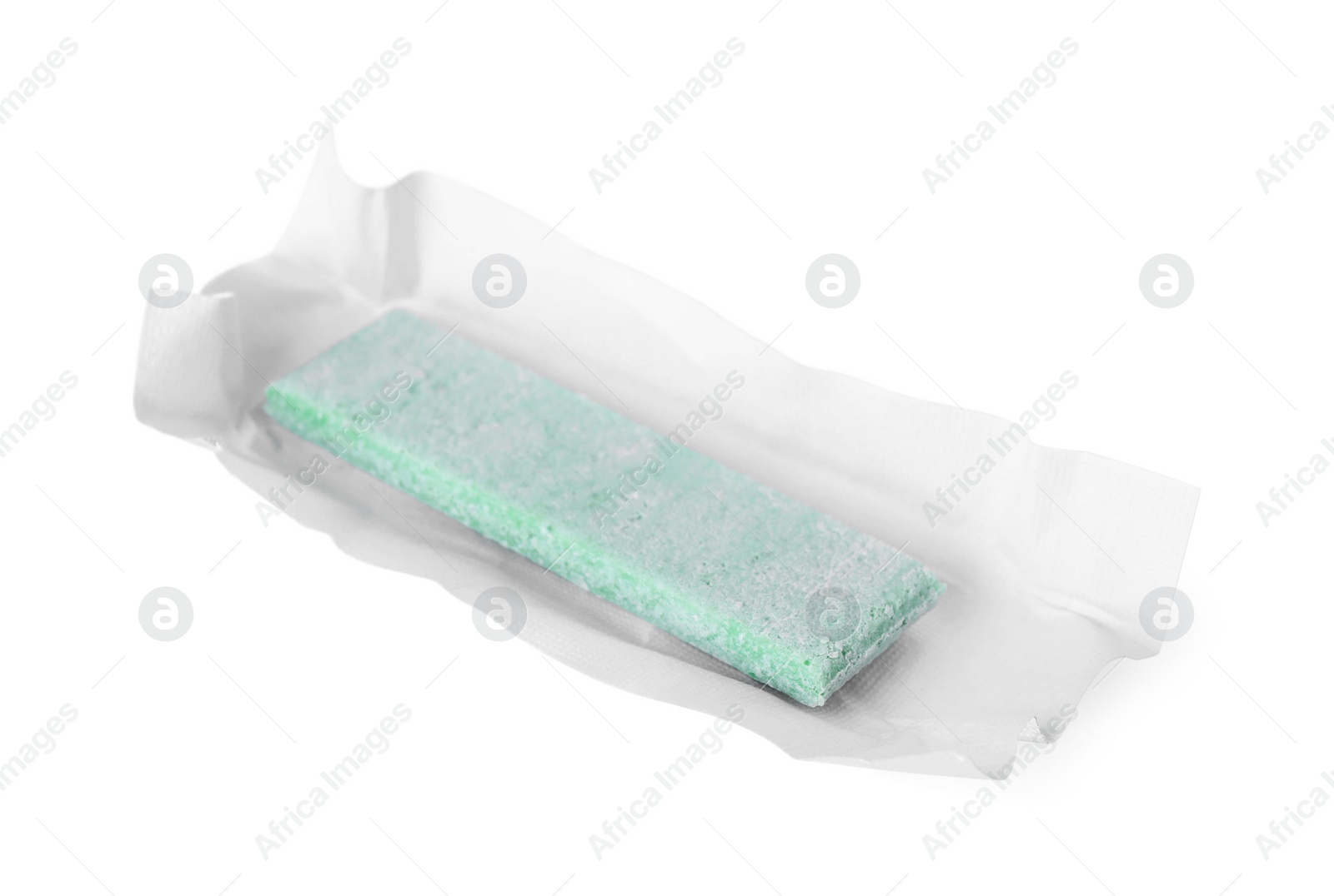 Photo of Unwrapped stick of chewing gum isolated on white
