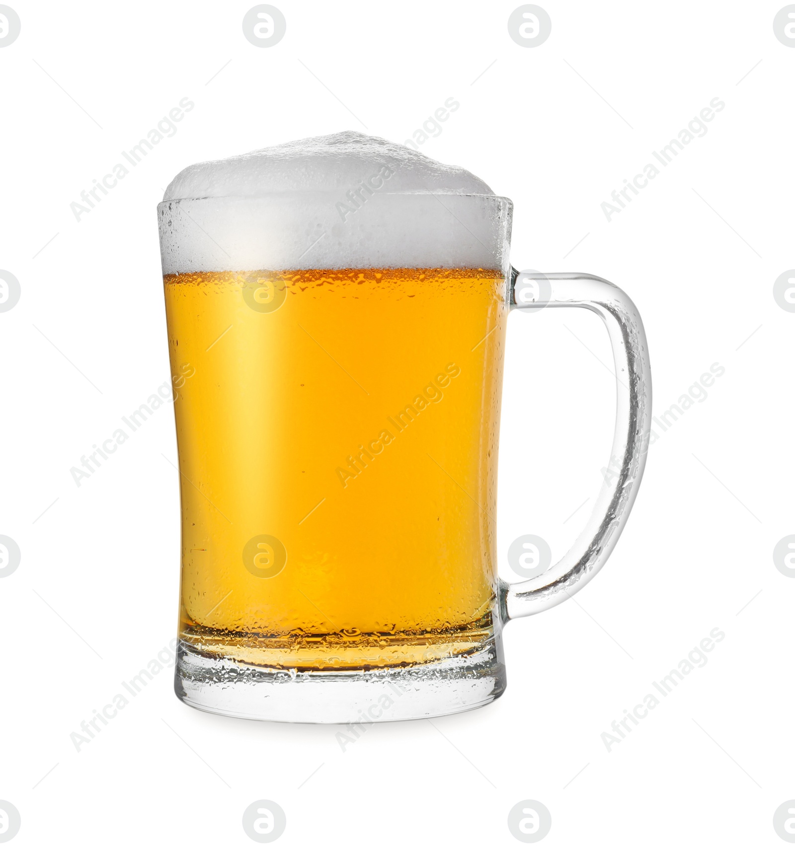 Photo of Glass mug with tasty beer isolated on white