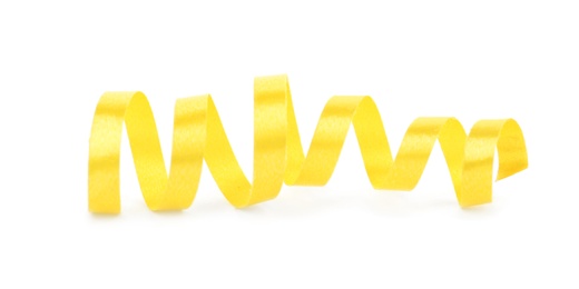 Shiny yellow serpentine streamer isolated on white