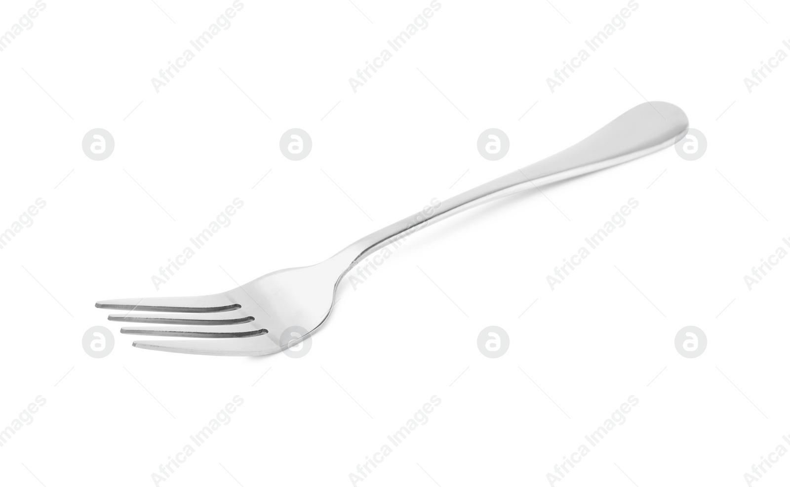 Photo of One clean shiny fork isolated on white. Cooking utensil