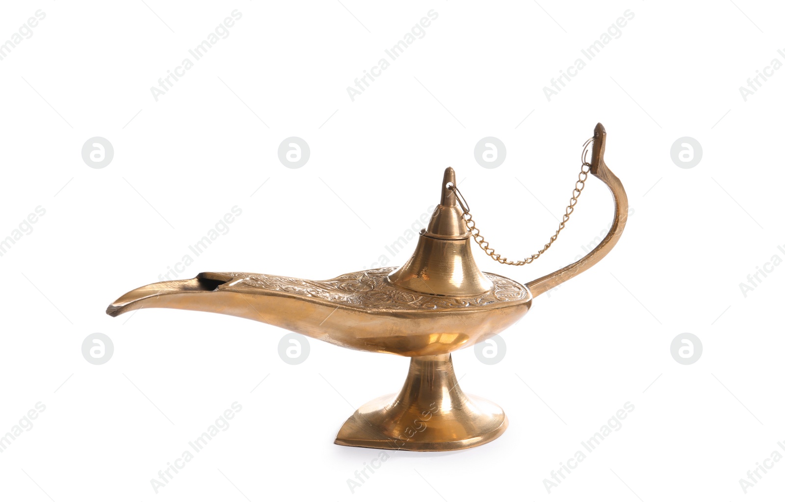 Photo of Aladdin lamp of wishes on white background