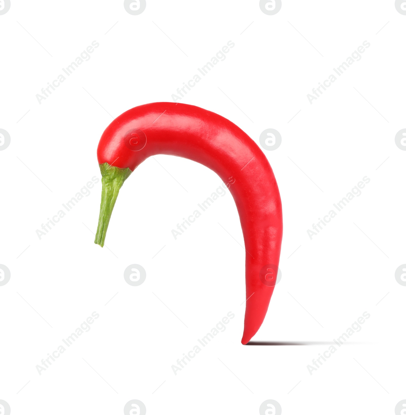 Image of Chili pepper symbolizing male sexual organ on white background. Potency problem