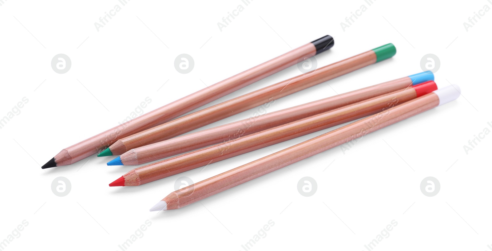 Photo of Colorful pastel pencils isolated on white. Drawing supplies